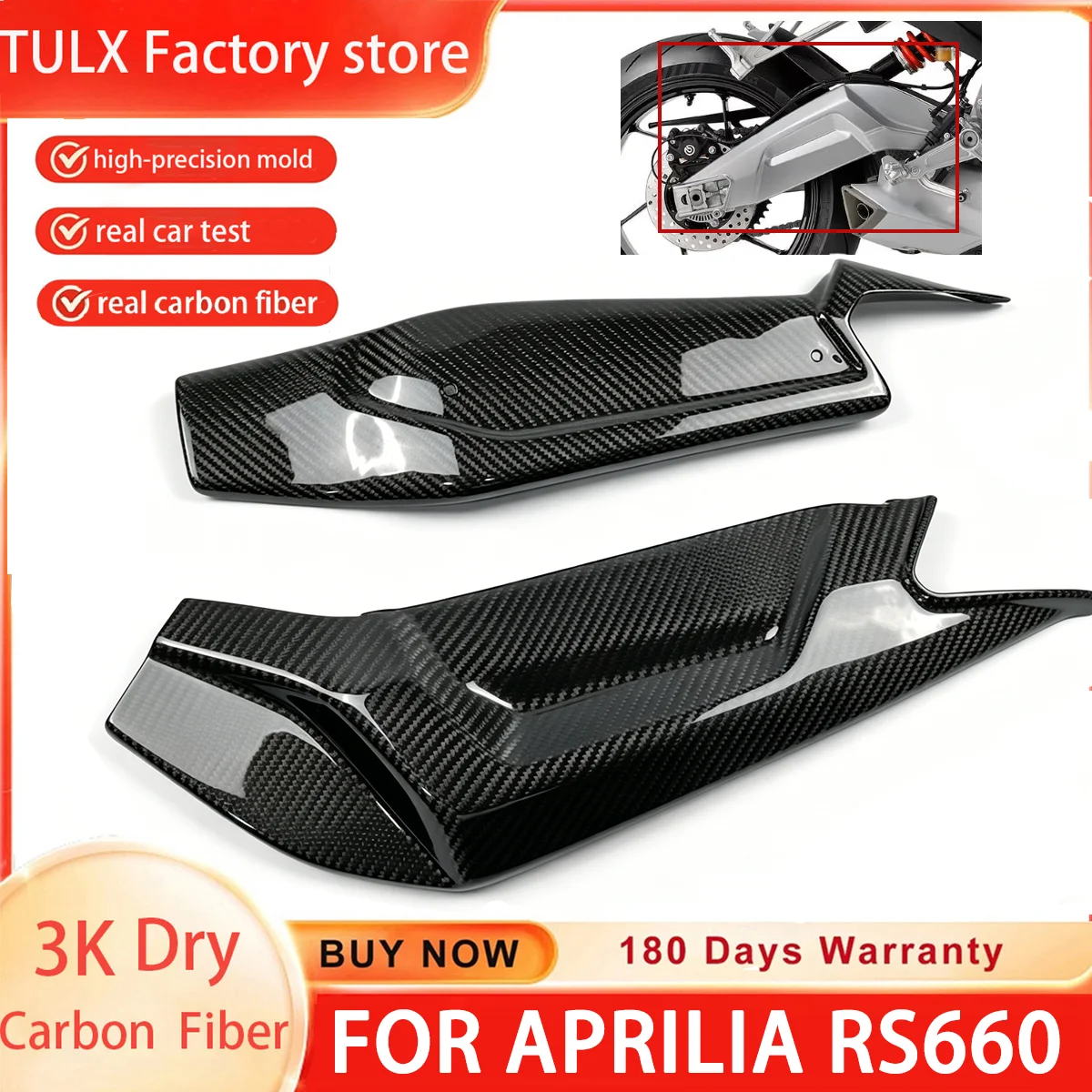 

3K Dry Carbon Fiber Swingarm Guard Cover Protector Protectors Motorcycle Accessories For APRILIA RS660 2021 2022 2023 2024