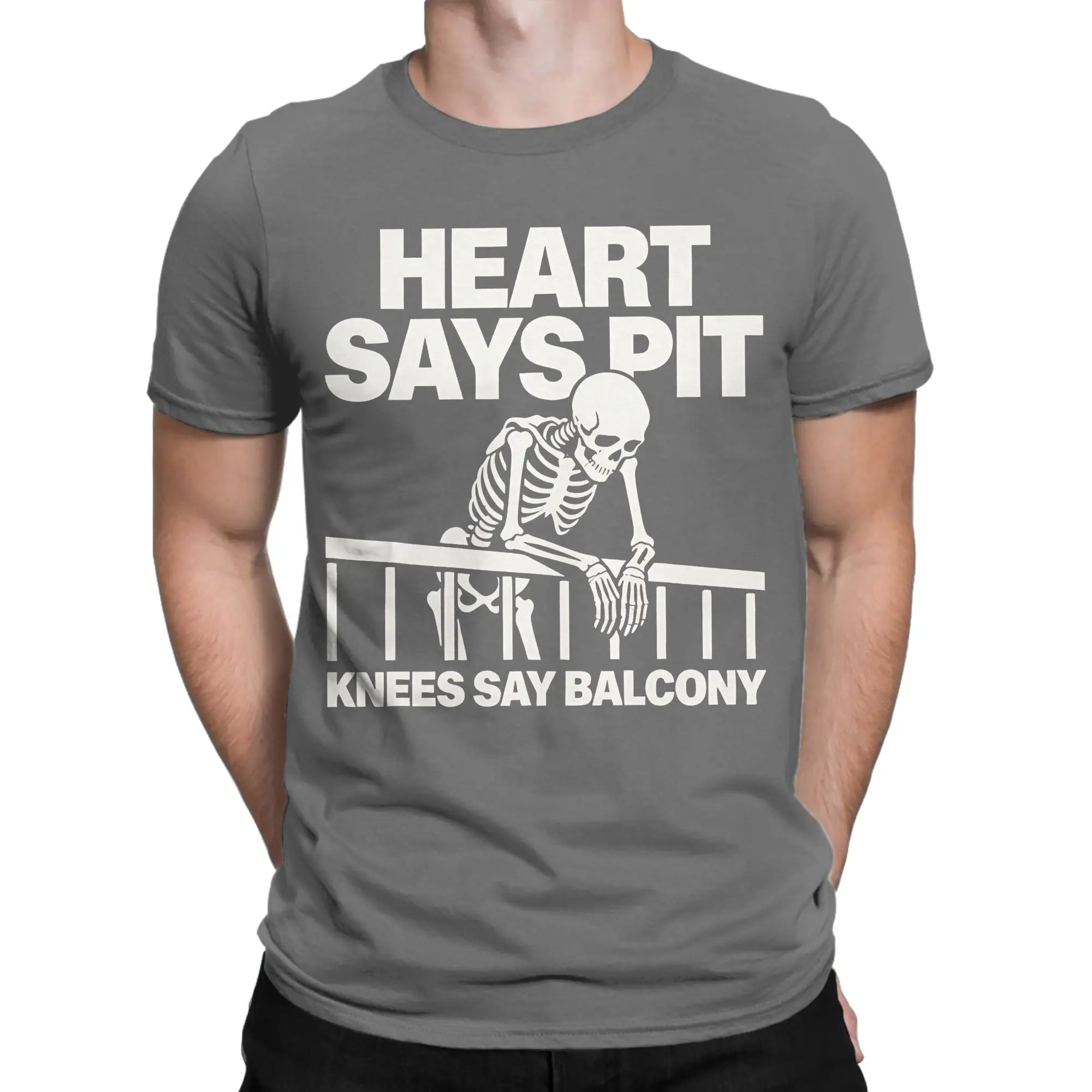 Heart Says Pit Knees Say Balcony Retro Vintage  T-Shirt  Pure Cotton Tee Shirt Round Neck Short Sleeve T Shirt Plus Size Tops