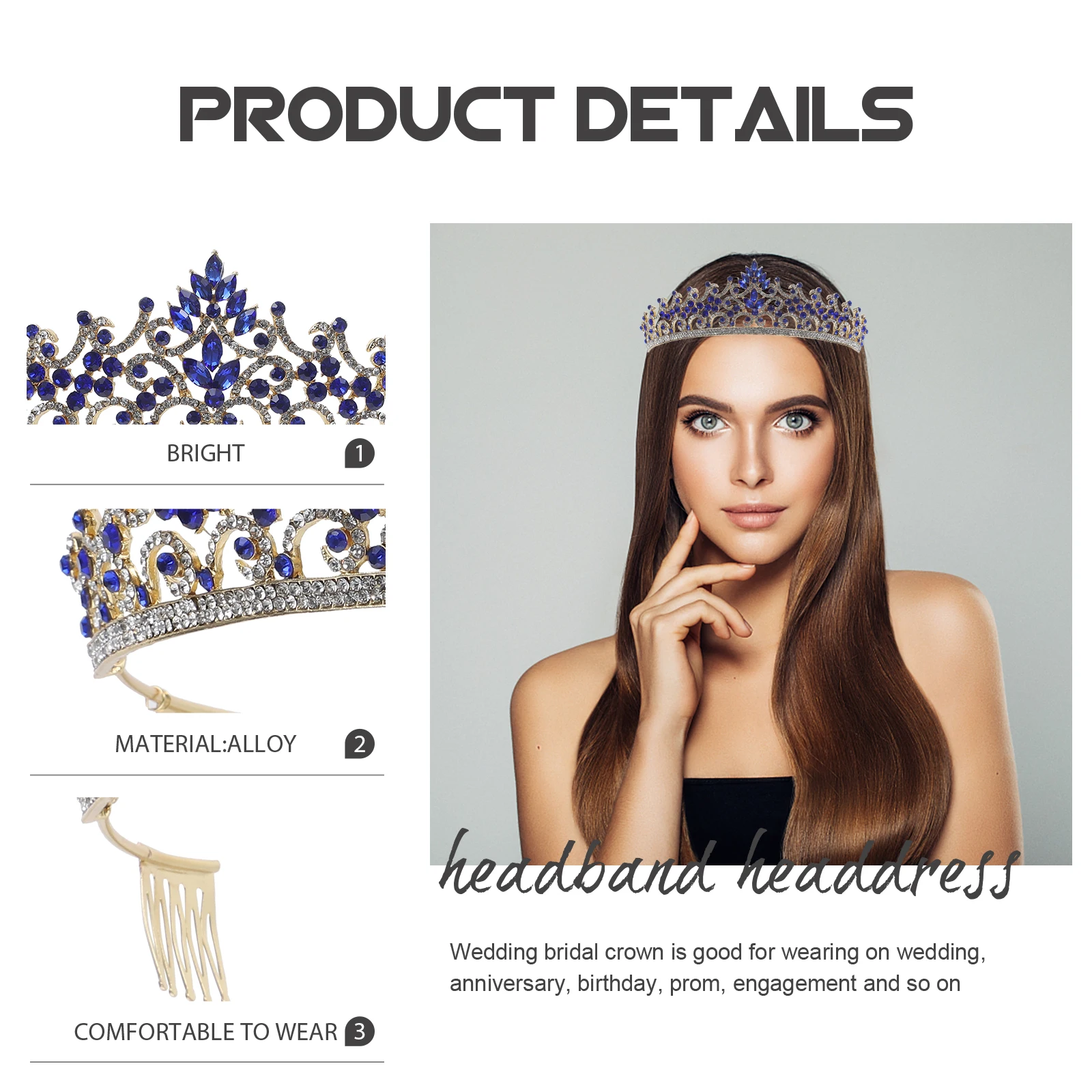 

Bridal Crown Birthday Queen Tiara Crowns Headpiece Wedding Bride Hair Accessories for