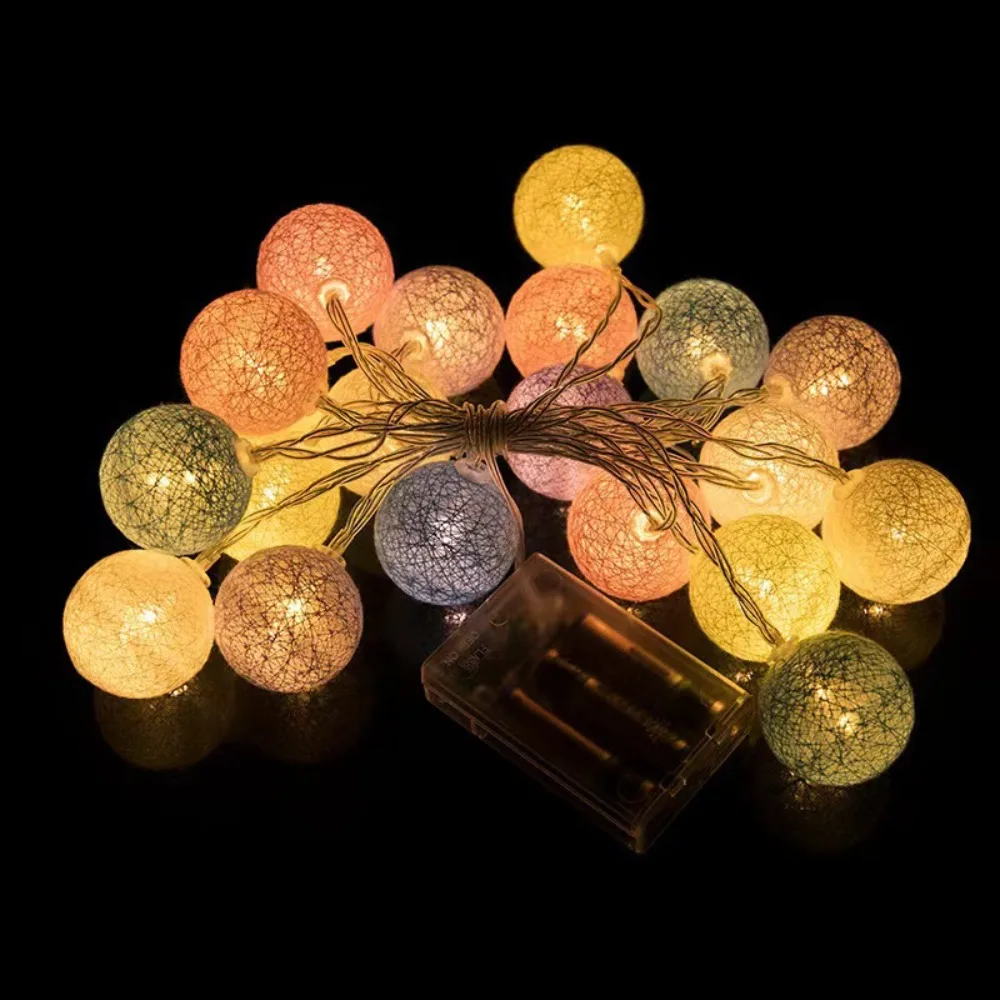 USB Powered LED Cotton Ball String Lights Warm White Fairy Lights for Bedroom Dorm Camping Tent Wedding Party Home Decor