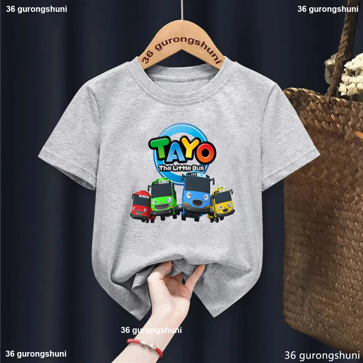 Camiseta con estampado de dibujos animados para niños, camisa de manga corta para niños, Tayo y Little Friends Car, Girks, moda de verano