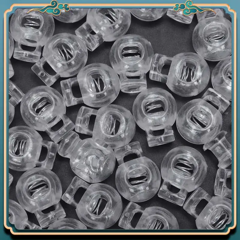 Latest 150 Pcs Clear Plastic 5Mm One Hole Cord Stoppers Cord Lock Cord Lock Stopper
