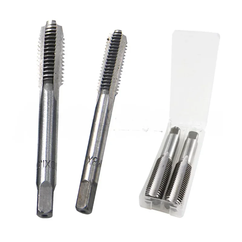 2PCS Bearing Steel Taper Hand Spiral Point Straight Fluted Screw Thread Hand Tap Drill M3/M4/M5/M6/M8/M10/M12/M16