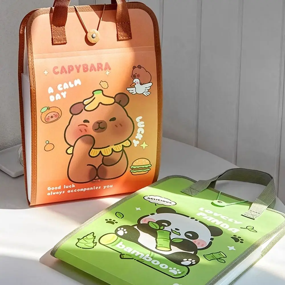 Папка для файлов Cartoon Capibara A4, большая емкость, 13-слойный расширяющийся органайзер-аккордеон, водонепроницаемая сумка для хранения данных