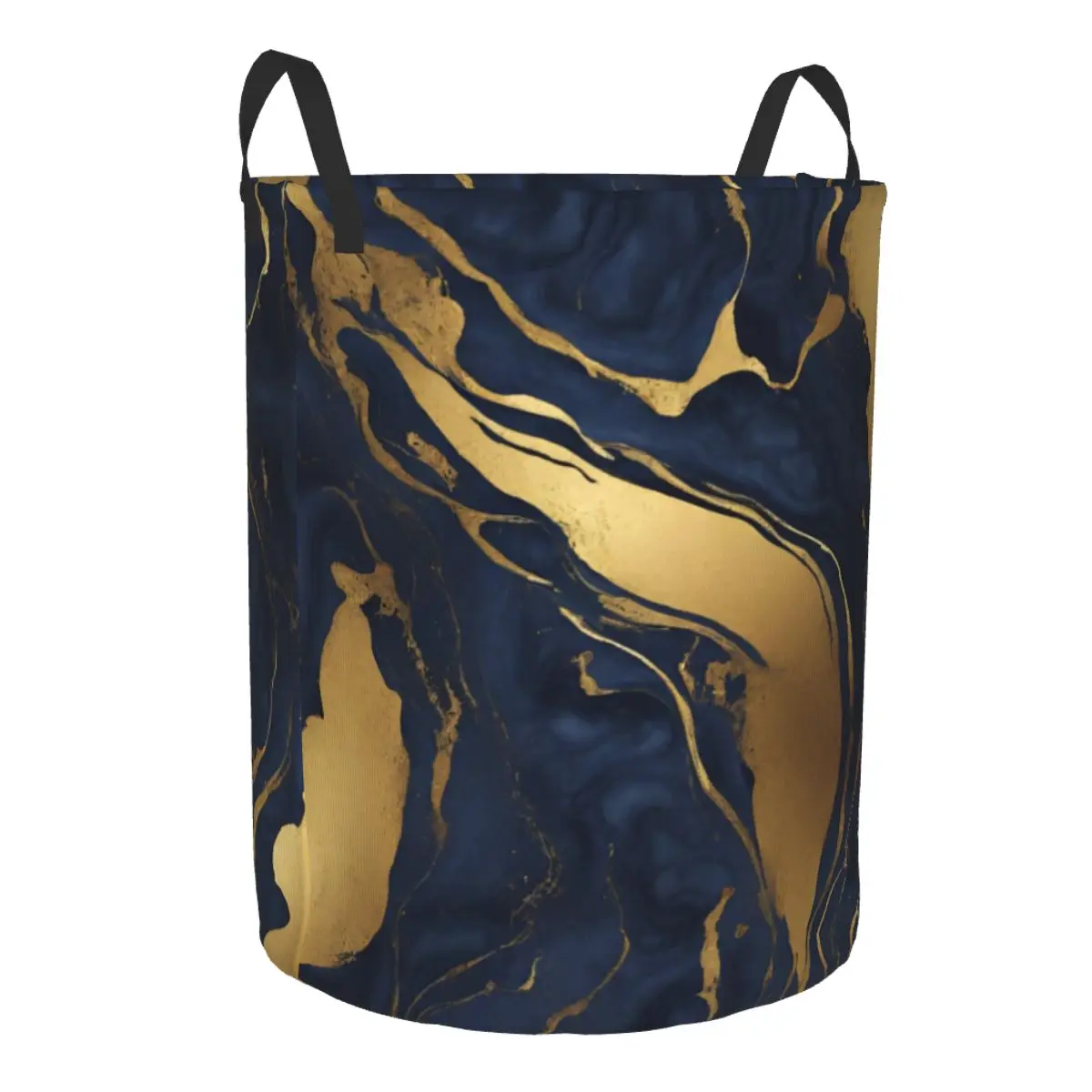 Custom Abstract Scandinavian Blue Gold Marble Swirls Laundry Hamper Large Clothes Storage Basket Toys Bin Organizer for Nursery