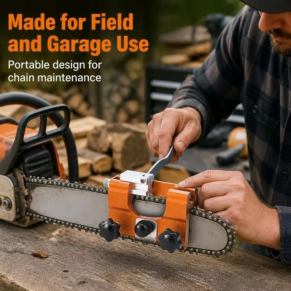 Universal Hand Crank Chain Sharpener Set Quick Grinding Multi-Function Handheld Grinding Tool Chain Clamp Sharpener