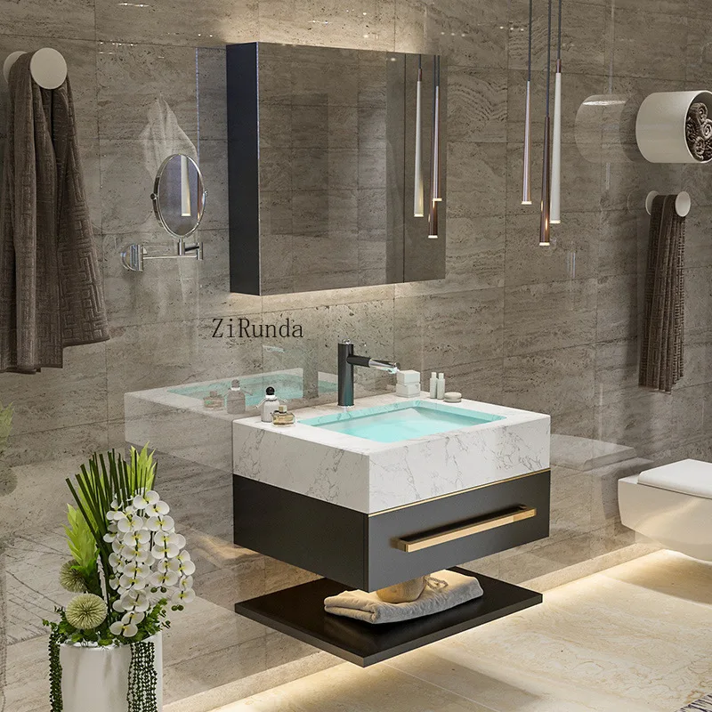 Bathroom Washbasin Cabinet Vanity Set with Smart Lighting Mirror view 3