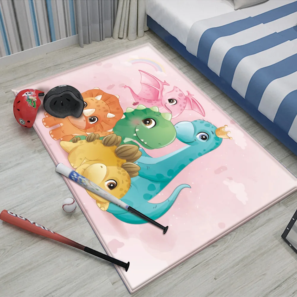 alfombra cocina  felpudo alfombra salón alfombra vinilica Alfombra con patrón de dinosaurio de dibujos animados para niños, decoración del hogar,