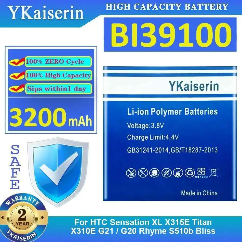 

BI39100 Mobile Phone Battery Long-Lasting Performance 3200Mah For Htc Sensation XL X315E Titan X310E G21 G20 Rhyme S510b Bliss