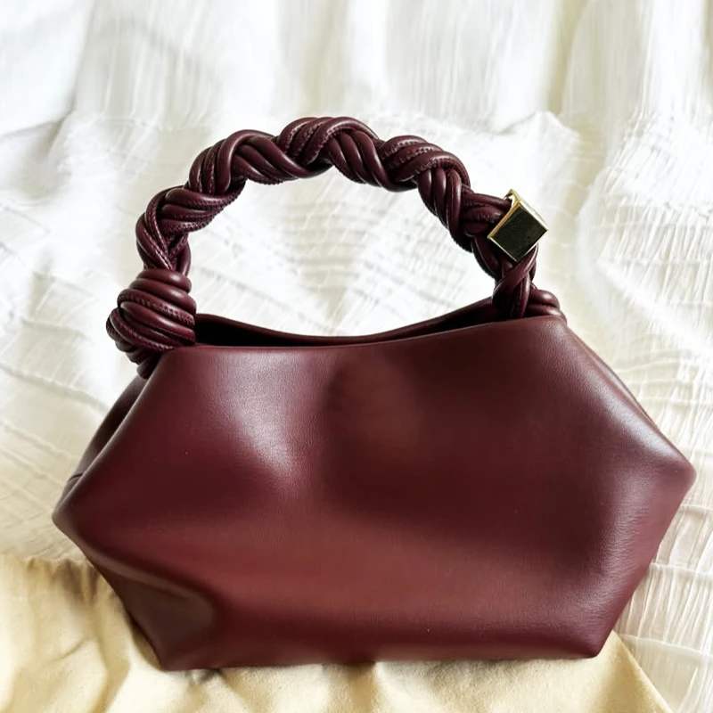 

Классические маленькие сумки-хобо для женщин, роскошные дизайнерские сумки и клатчи, новинка 2026 года, из искусственной кожи, с плетеным верхом, металлической ручкой и плечевым ремнем