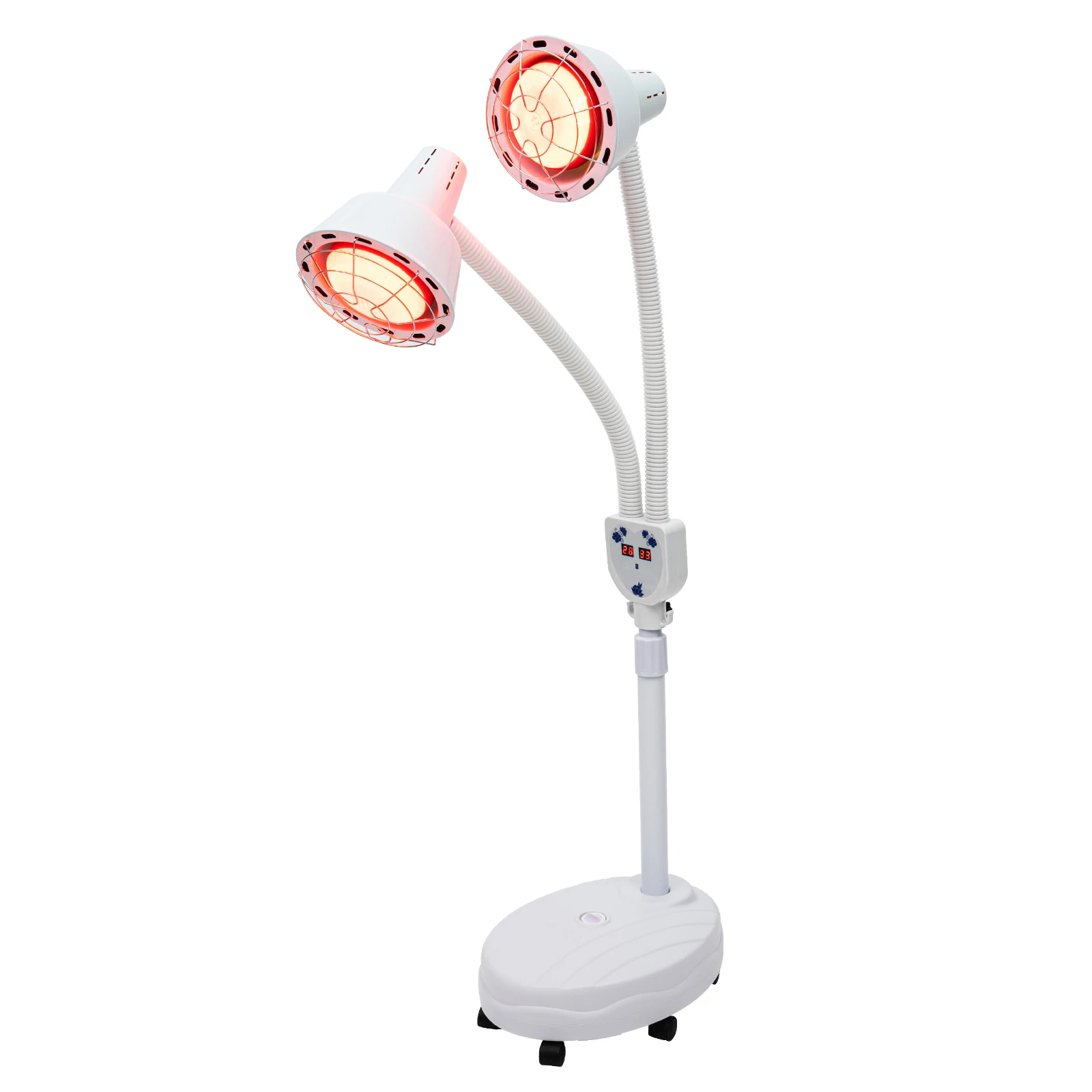 275 W infrarood warmtelamp 360 °   Draaibare elektrische thermotherapielamp met enkele/dubbele kop, verstelbare pijnverlichting, infrarood baklamp