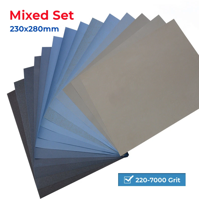 

Mixed Set Wet Dry Sandpaper 220/240/320/400/600/800/1000/1200/1500/2000/2500/3000/5000/7000 Grit Sand Paper Abrasive Tools