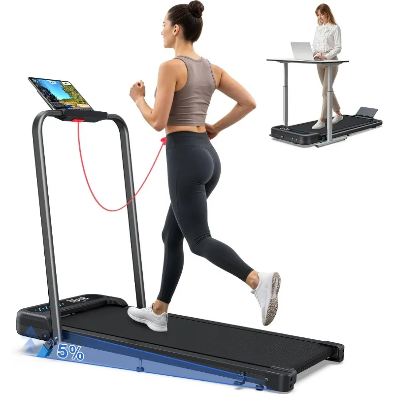 

Складная беговая дорожка COZYINN с наклоном, тихая прогулочная площадка мощностью 3,0 л.с., с ручкой, портативные беговые дорожки 2 в 1 для домашнего небольшого пространства