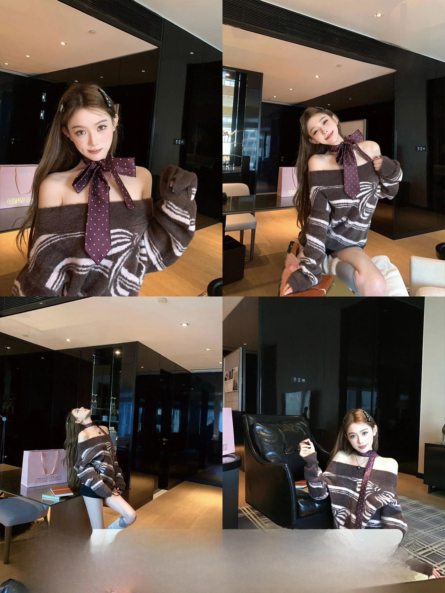 

Красный вязаный свитер Cisas Aosphere с вышивкой узлами, на одно плечо, зимний, повседневный, женский, модный