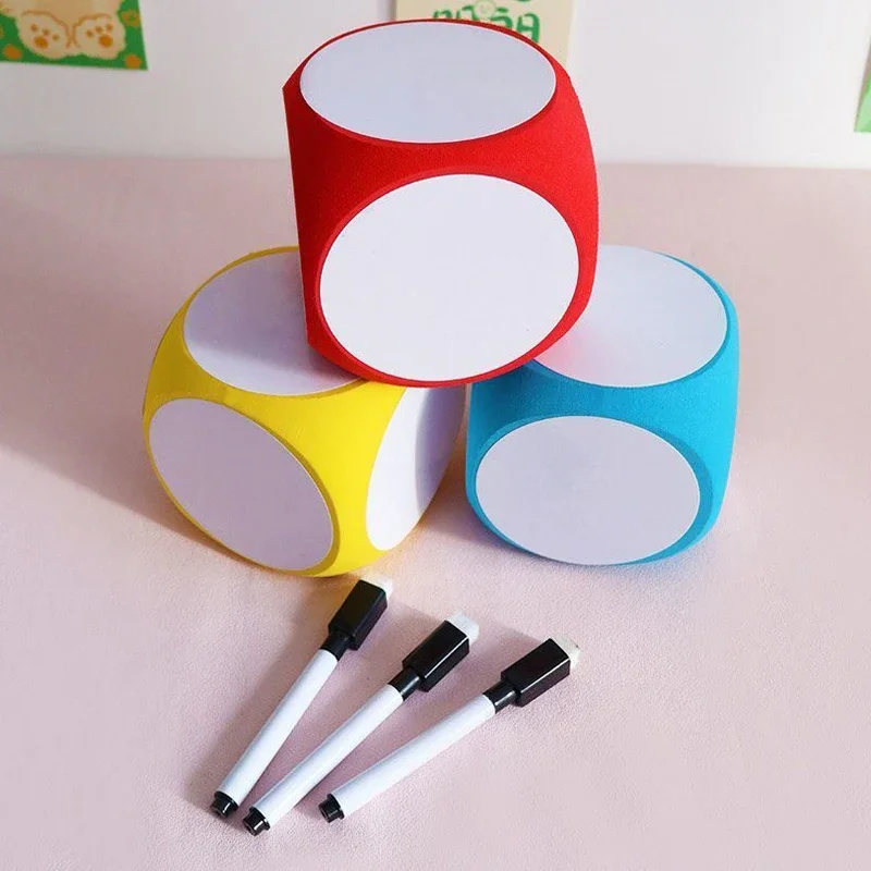 DIY leere Würfel zum Schreiben/Wischen von Würfeln, tragbar, reinigbar, leere Spielwürfel für den Unterricht im Klassenzimmer, trocken abwischbare Würfel im Freien – Detail 1