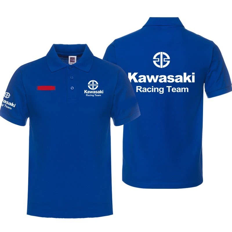 New summer all-match Kawasakis motorcycle T-shirt casual wear short-sleeved cycling suit racing lapel polo shirt overalls