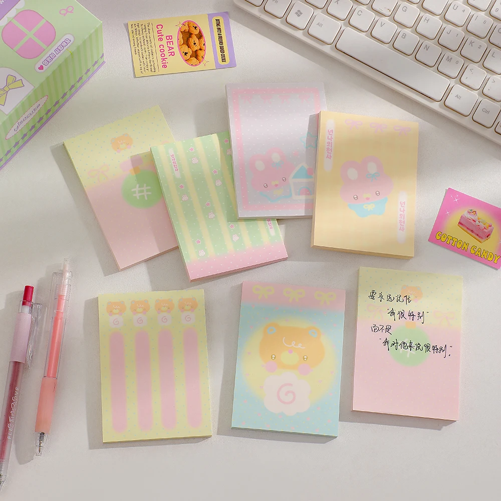 100sheet 2set Kawaii Sticky Note Aesthetic Memo Pad Student Office Accessories Stationery Sticky Notes