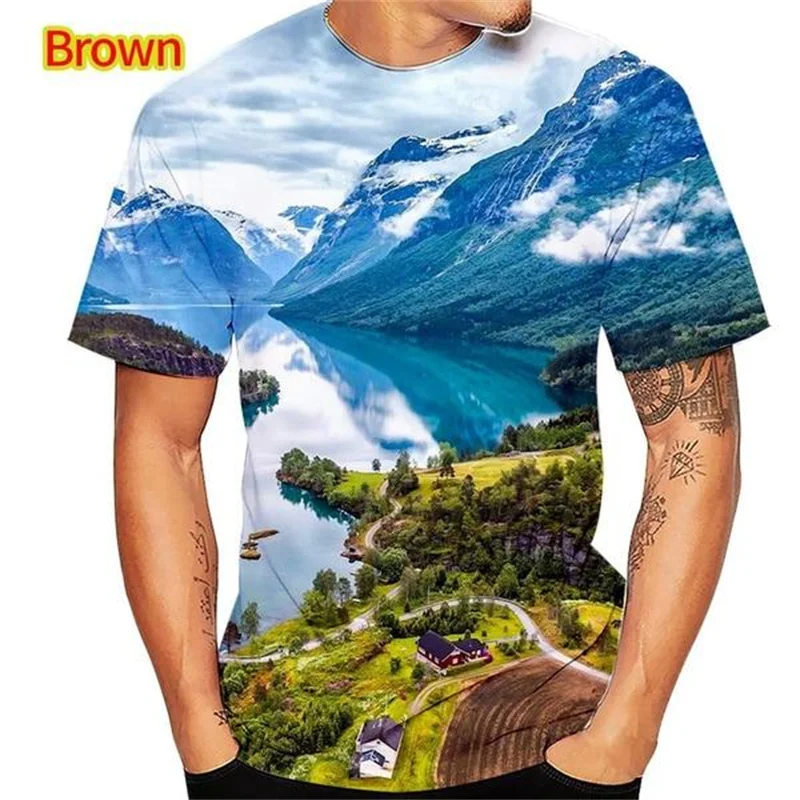 Mountain Nature Landscape T Shirts Men 3D Printed T-shirt Womens Clothing Harajuku Fashion Streetwear Funny Kids Tee Shirts Tops