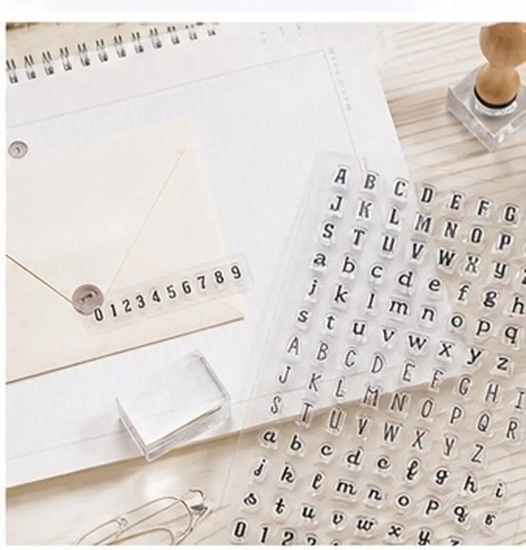 2Pcs Clear Alphabet Stamp Set Premium Soft Silicone Transparent Stamps for Craft Decoration Scrapbooking Card Making DIY Book