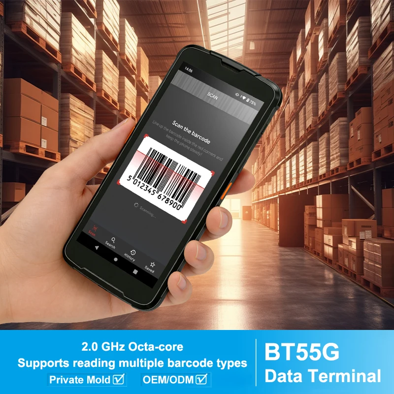 

5,5-дюймовый защищенный терминал сбора данных на Android 11 GMS с расширенным сканером штрих-кодов 2D