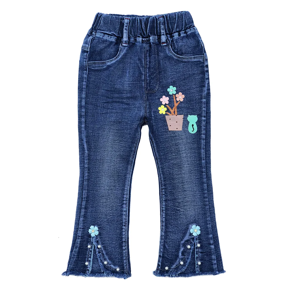 Children Girls Jeans Baby Girls Embroidered Denim Trousers  Kids Girl Cowboy Jeans Teen Clothes Spring Clothing