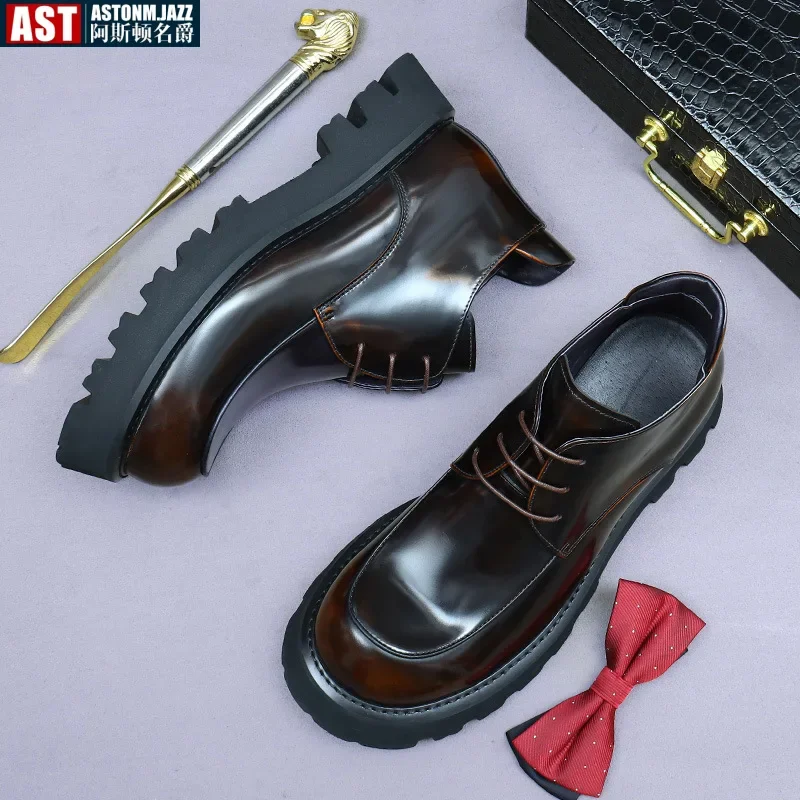 Formal Shiny Leather Chelsea Boots Men Elegant Autumn Shoes for Men Dress Ankle Boots Leisure Business Male Oxfords