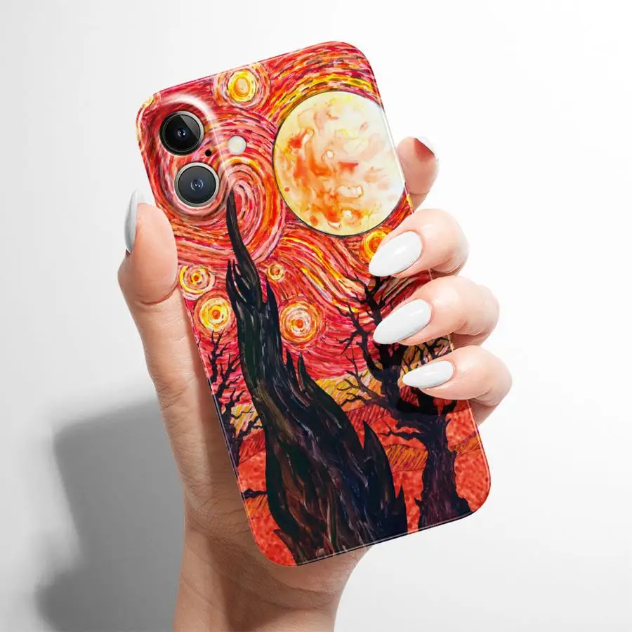 Van Gogh Painted Art Starry Night Hard Phone Cover Case for iPhone 14 X 16 Pro Max 17 Air XR 15 Plus 11 12 13