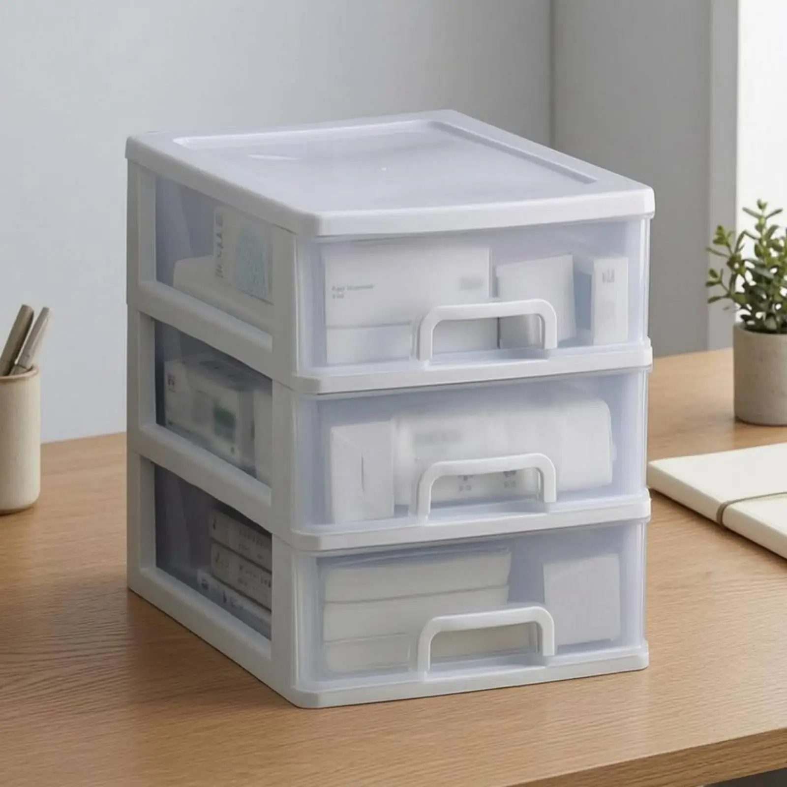 A4 Compatible Desktop Storage Drawer Organizer Box Multi Purpose Desk Organizing Tray for Home Office Document Storage