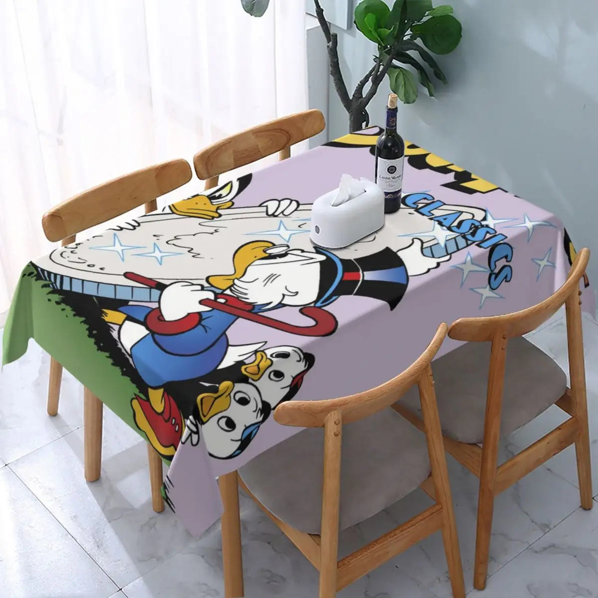 Customized Rectangular Disney Daffy Duck Table Cloth Oilproof Tablecloth Outdoor 40