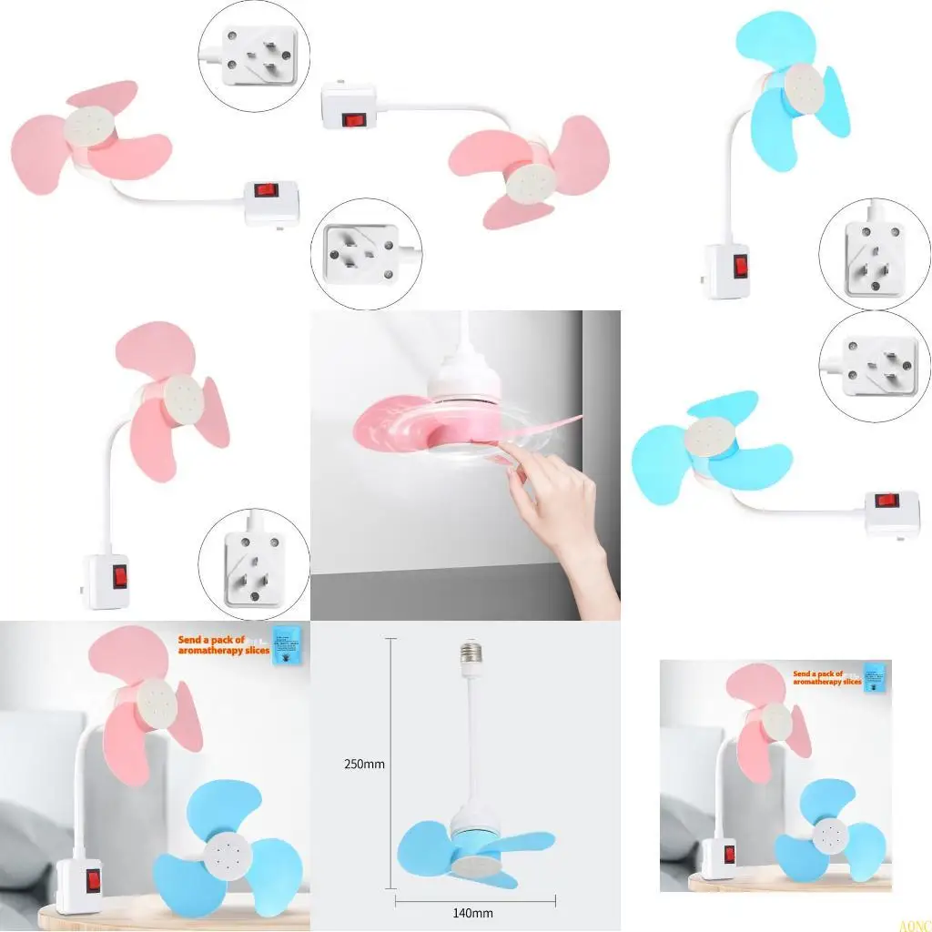 A0NC Tragbarer 3Pin -Gewinde Deckenlüfter 360 -Grad -Einstellung Kühllüfter Einfacher Installationsraum Speicherplatz für