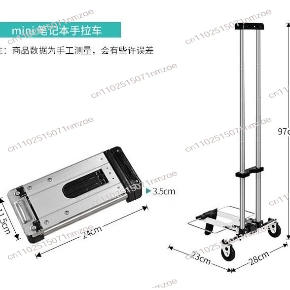 Hand Pull Travel Home Handling Tie Rod Luggage Folding Shopping Cart Mini Portable Stainless Steel