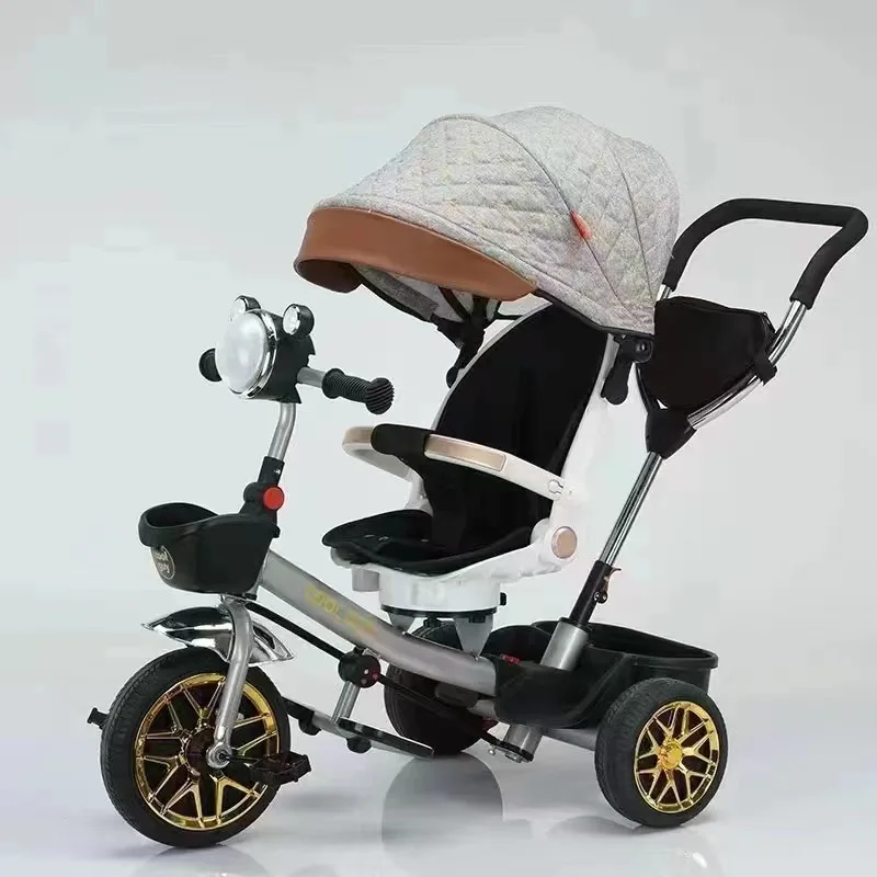 Children\'s tricycle can sit and lie down baby stroller baby pedal bicycle seat 360 degree rotation