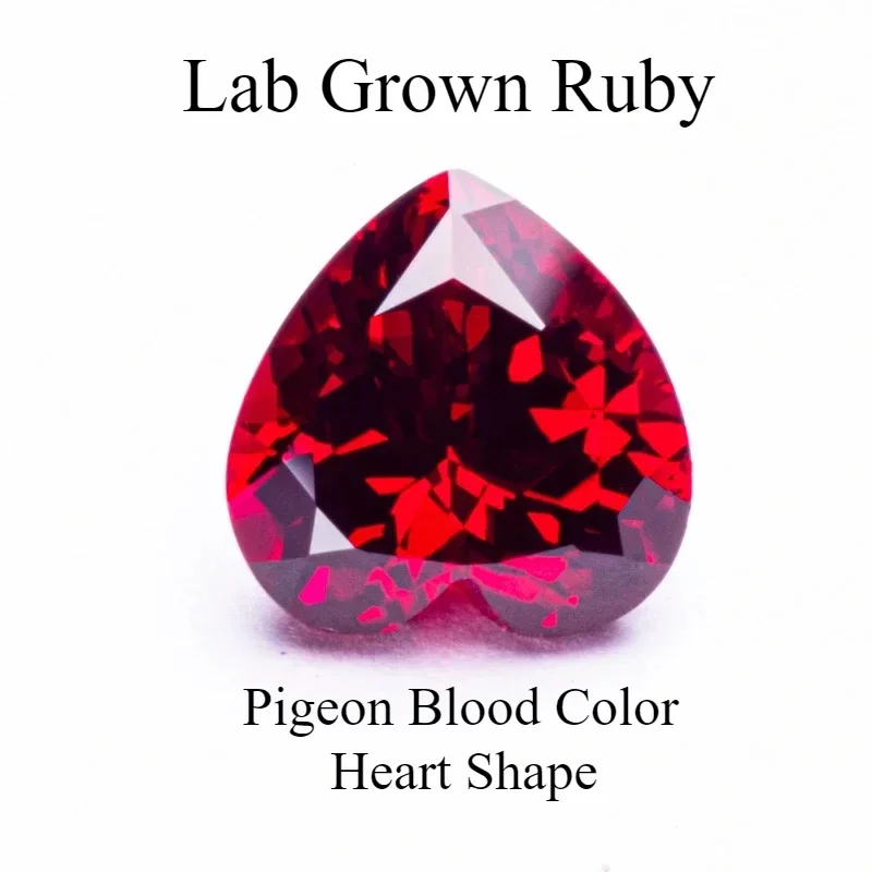 

Lab Grown Ruby Heart Shape Pigeon Blood Color VVS1 Gemstone For Charms Diy Jewelry Making Pendant Selectable AGL Certificate