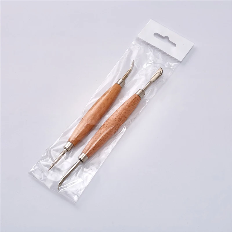 2pcs Leather Craft Tool Set Modeling Stylus Carving Tool Embossing Carving Blade Press Design Tool