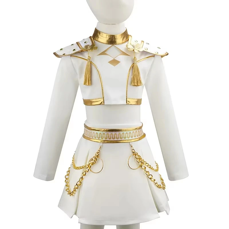Mädchen Idol Bühnenkostüm Kinder Hip-Hop Jazz-Tanz-Outfit Crop-Top Jacke Rock Shorts Konzert-Auftritt Cosplay-Anzüge – Detail 21