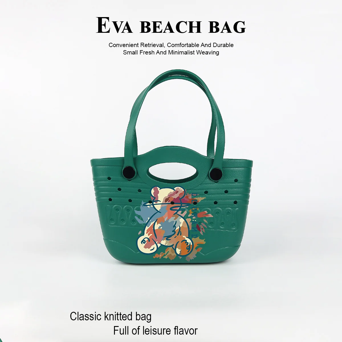 

1 Piece of Cool and Trendy Bear-Printed Eva Beach Bag, Waterproof and Durable, Suitable for Daily Use at the Beach or by the Sea, Large Capacity Tote Bag That Can Hold Items Such as Mobile Phones, Books, Swimsuits, Etc., Suitable for Travel, Vacation, Dai