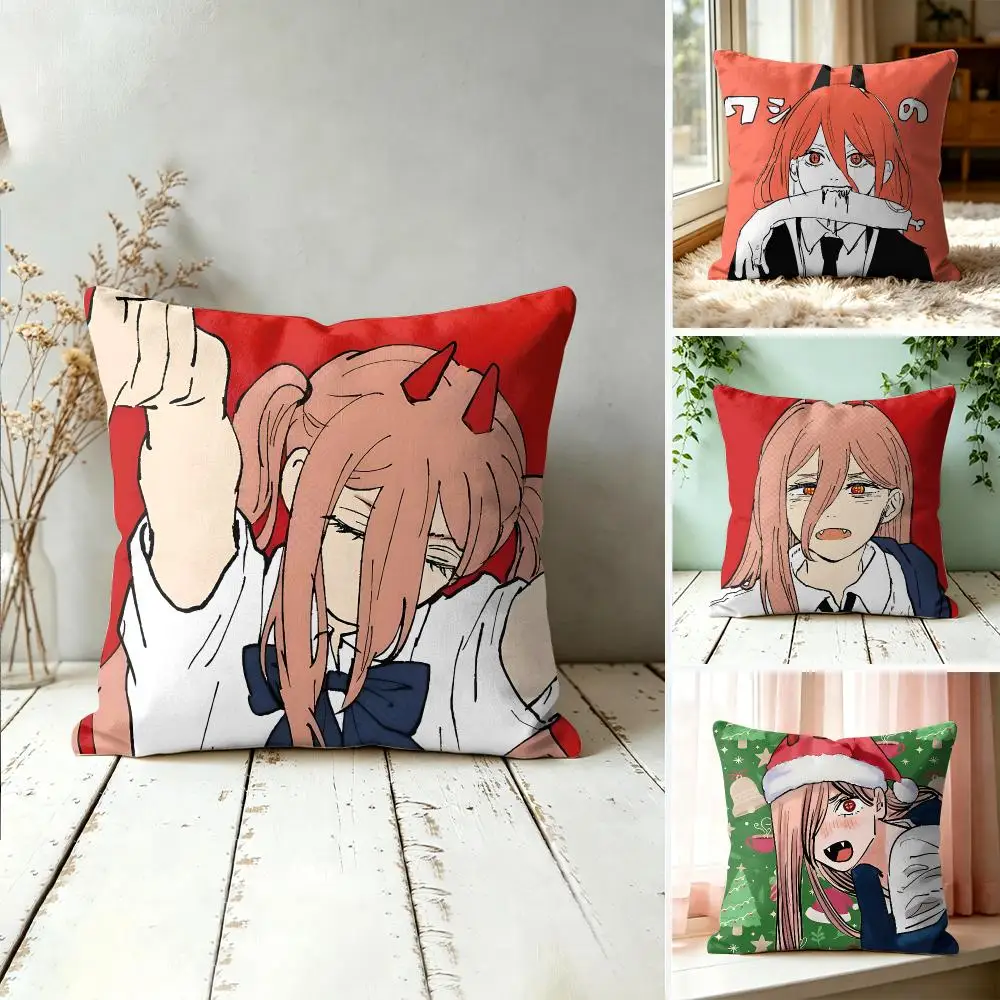 C-Chainsawman Power Cushion Cover Square Decorative Throw Pillow 40x40cm For Sofa Bedroom Living Room Home Decor