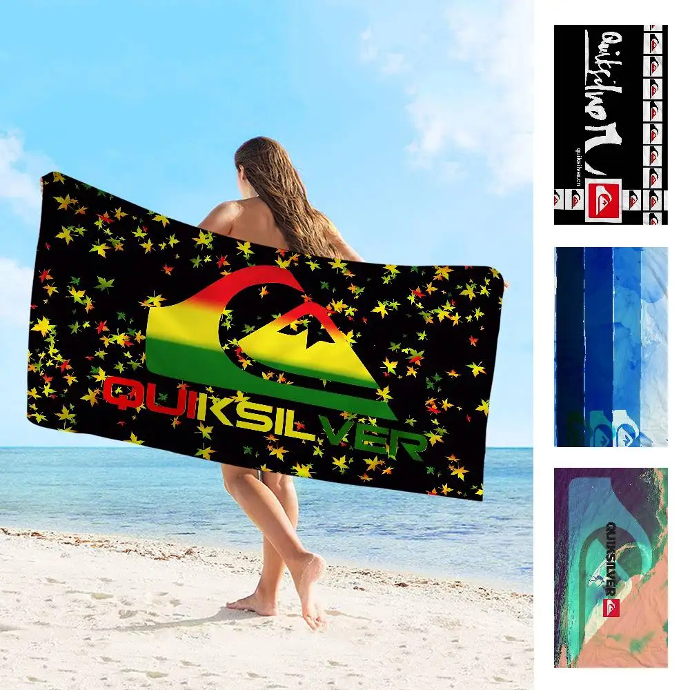 Toalla de playa con logotipo de Q-Quiksilver, toalla suave absorbente con estampado de microfibra para escalada en montaña, yoga, playa, natación, correr