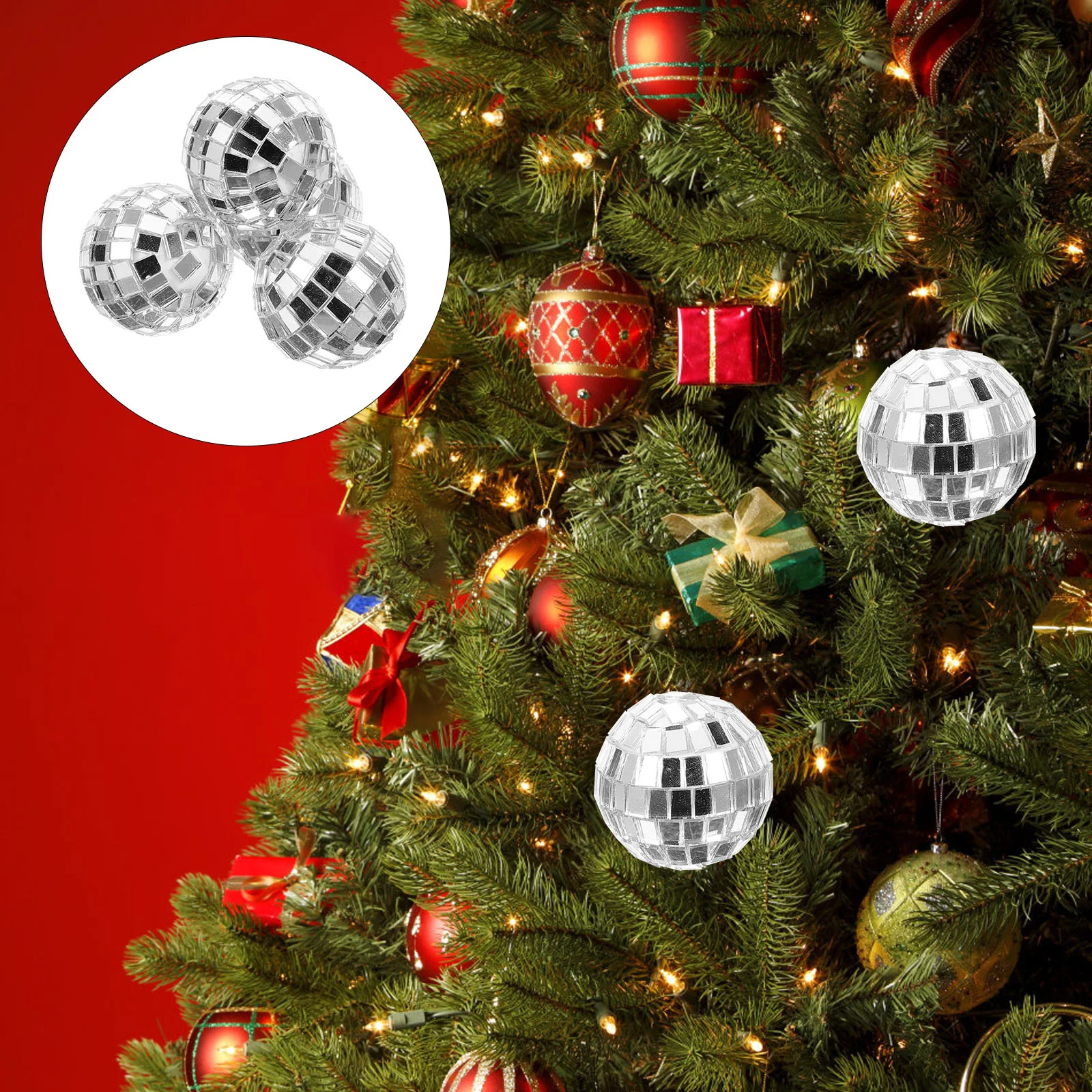 

12 Pcs Disco Mirror Ball Silver Glasses Balls Reflective Decoration Mini Pendant Bar Hanging Lighting
