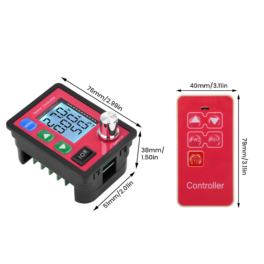 LCD Digital Display DC Motor Speed Controller PWM 12V 24V 48V Voltage Amp Display Remote Control Brushed Motor Governor