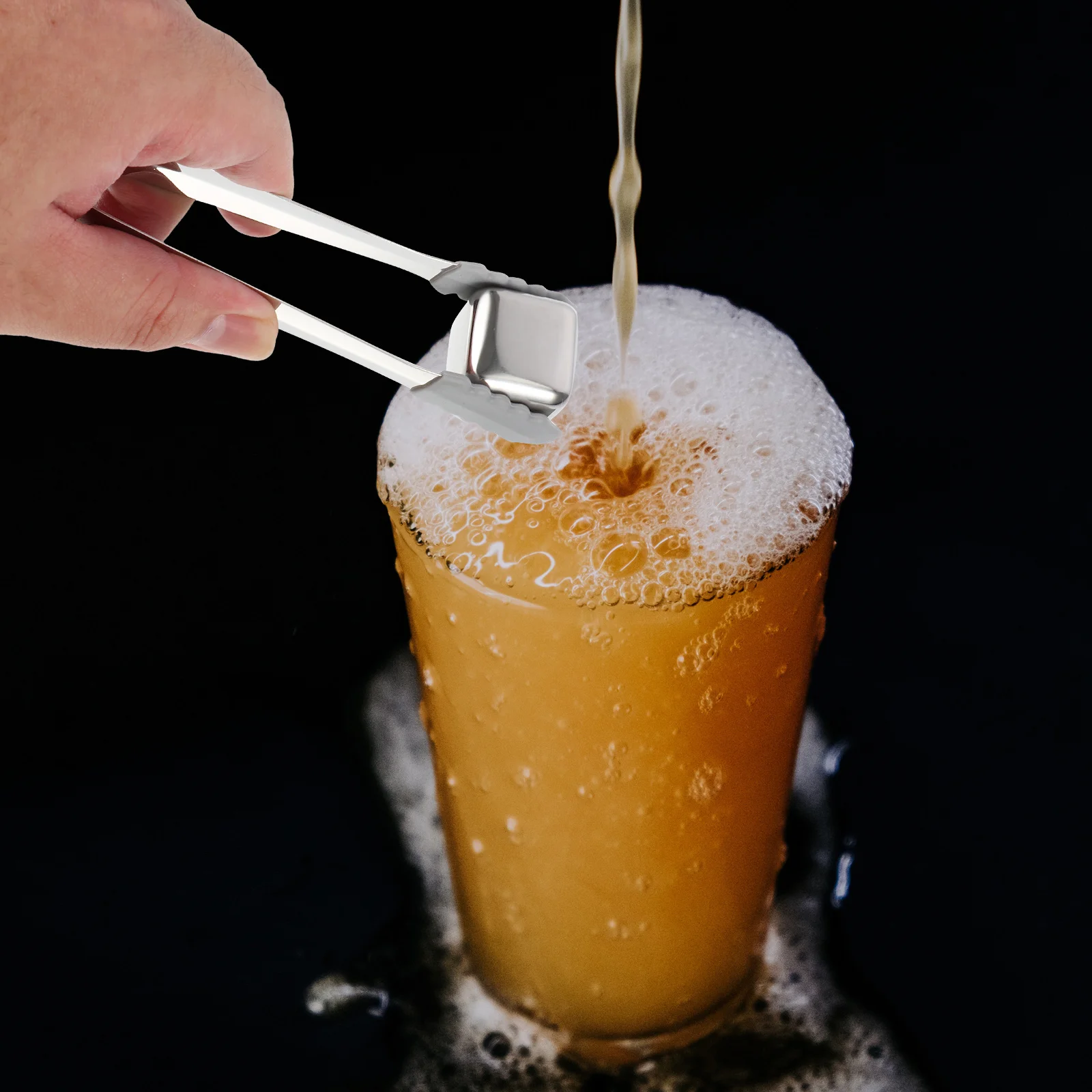 

4Pcs Ice Cube Clips Stainless Steel Silicone Sugar Tongs Mini Coffee Serving Tongs for Garden Party Afternoon Tea Kitchen