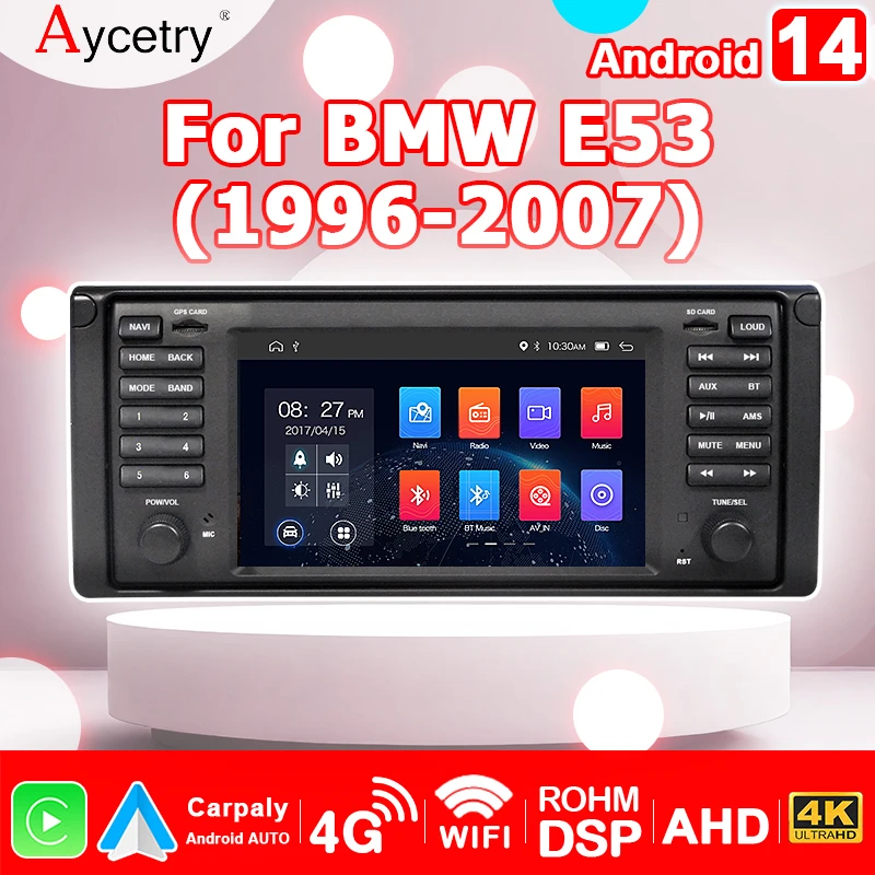 Wireless Carplay Android 12 Car Radio GPS For BMW X5 E53 E39 1996-2007 Auto Stereo Multimedia Player 2 din autoradio Navigation