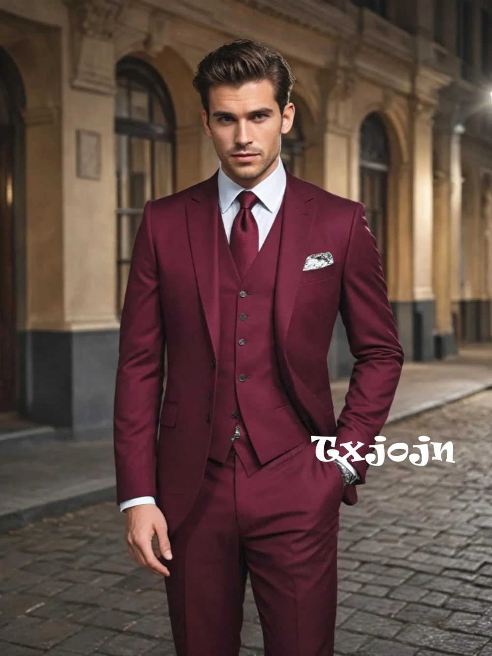 

Customized Classy Suit Set 3 Pieces For Birthday Party Tuxedo Classic Notched Lapel Men's Slim Fit Suits Wedding Guest Outfit