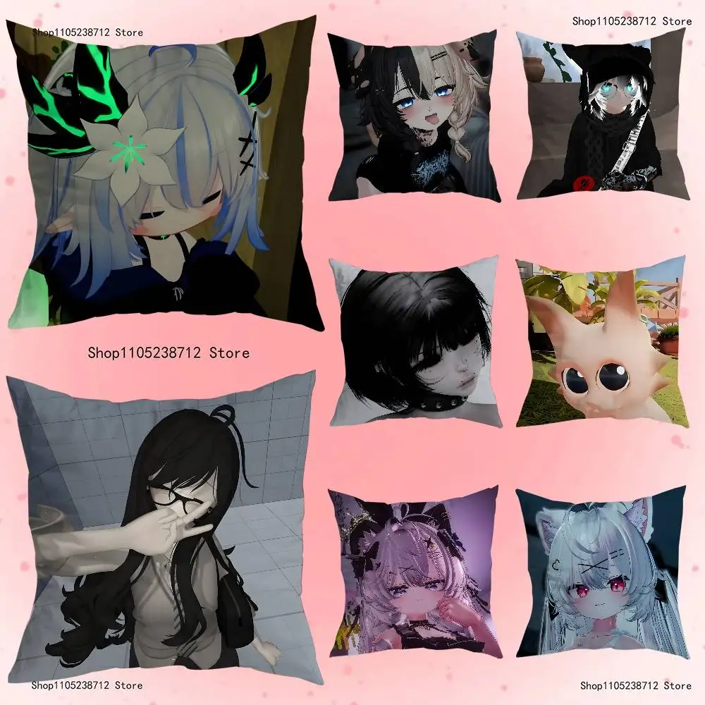 

Game V-VR-CHATs Anime Pillow Case Anti-dustmite Pillowcase Invisible zipper silky short plush Sofa cushion cover