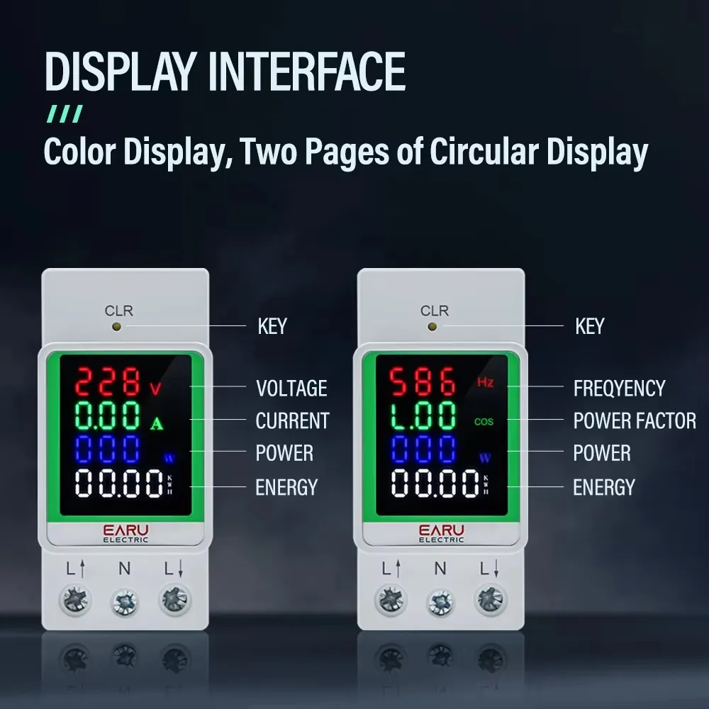 Imagem -05 - Digital ac 110v 220v 100a Tensão Corrente Kwh Monitor de Energia Elétrica Medidor Volt Amp Volt Voltímetro Amperímetro Wattímetro Trilho Din em