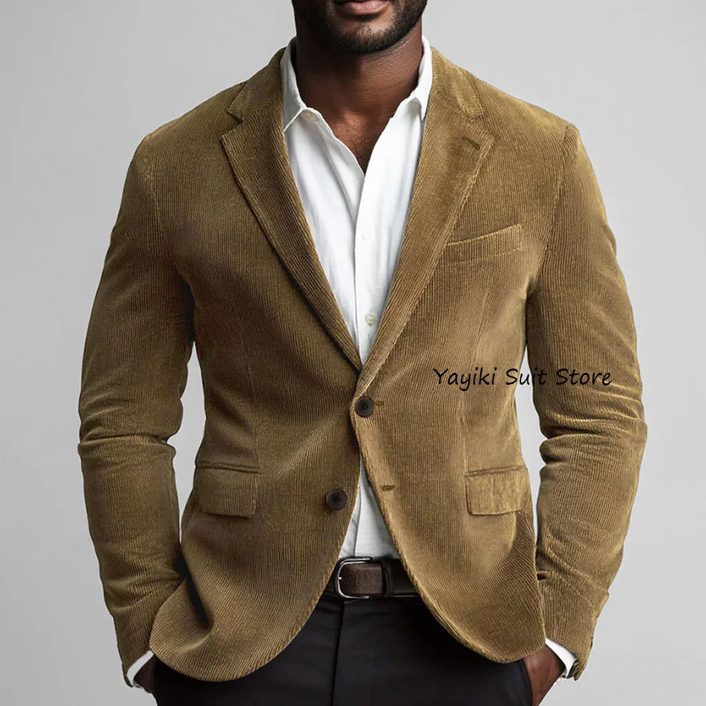 

Повседневный костюм, куртки с лацканами, мужское социальное пальто, однобортные мужские куртки, городские пиджаки, вельветовая ткань, официальная мода