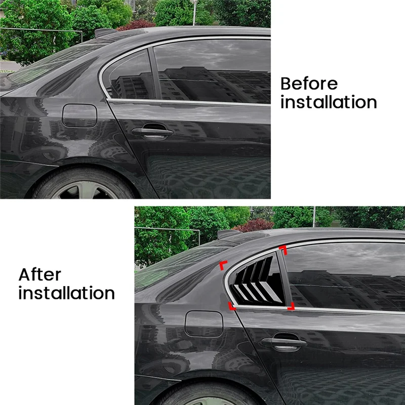 

Car Rear Window Shutter Cover Trim Window Louver Side Vent Trim For BMW 5 Series E60 2004-2010 Parts Accessories Gloss Black