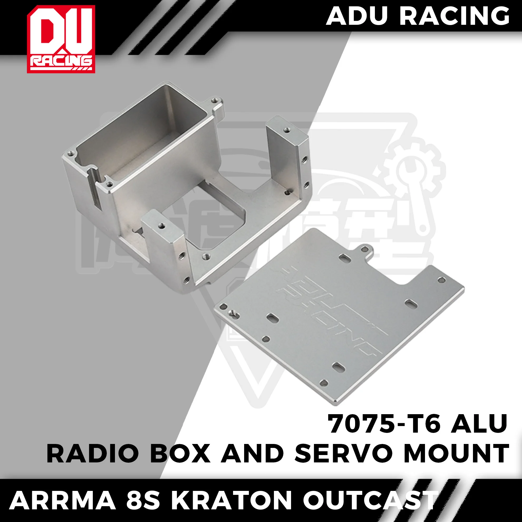 ADU RACING 7075-T6 ALU RADIO BOX AND 1/5 SERVO MOUNT FOR ARRMA 8S OUTCAST KRATON RTR EXB