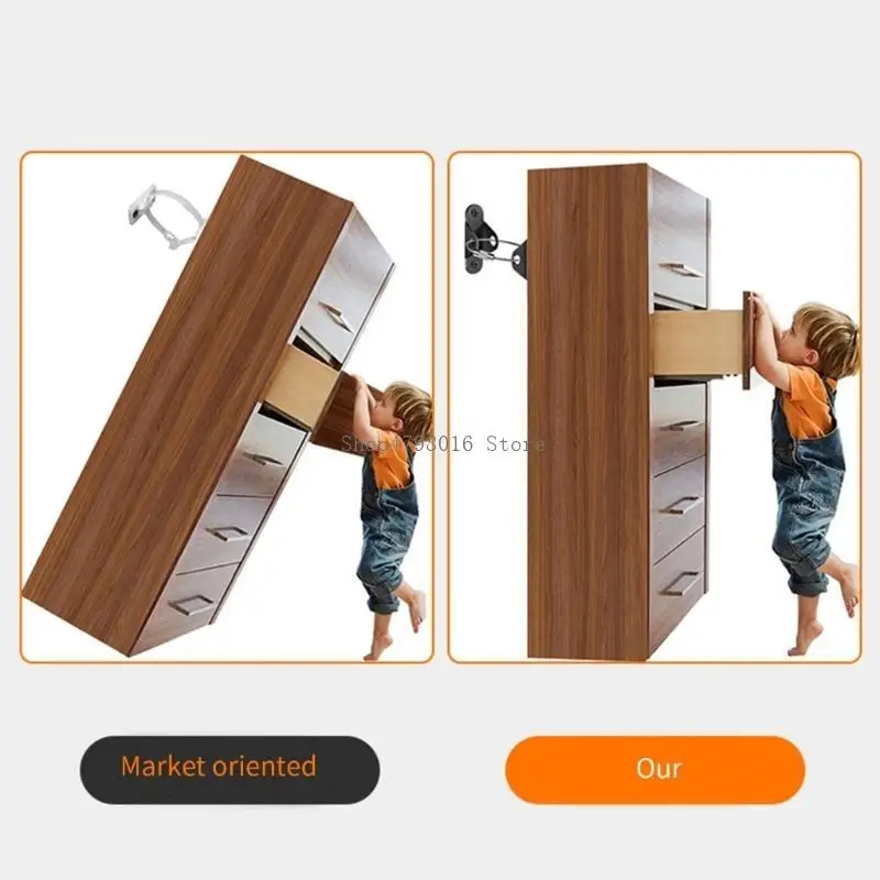 

2pcs Furniture Anchors Stainless Steel Sturdy Wall Straps Furniture Safety Straps Prevent Accident for Furniture Safety