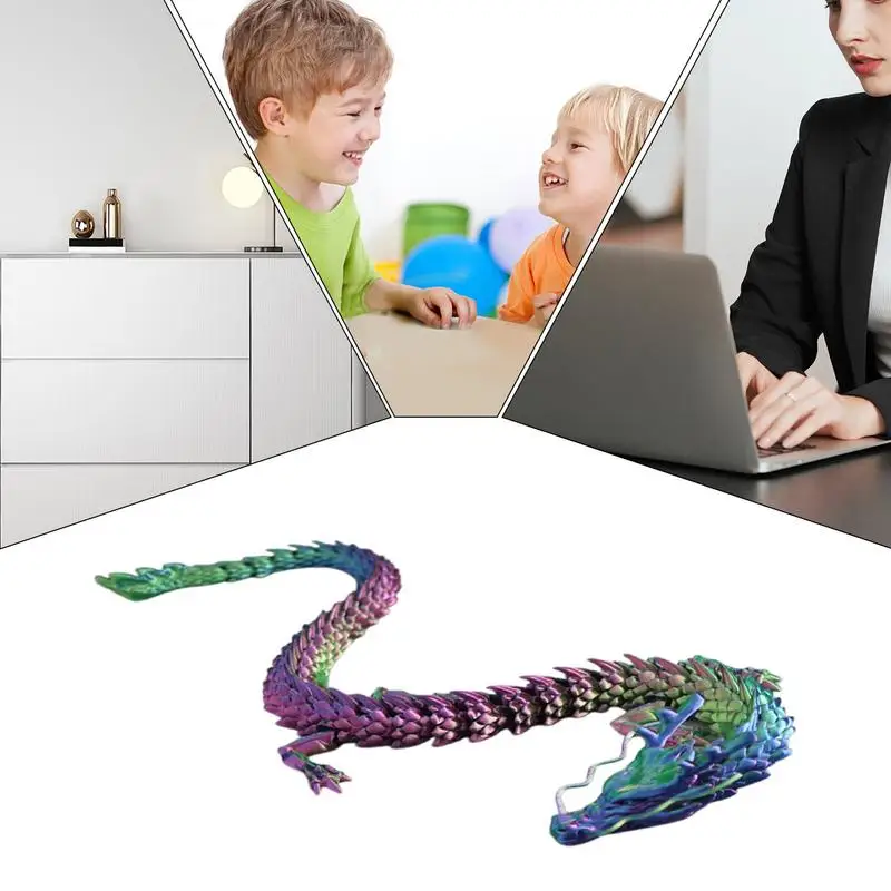 3D Printed Dragon Relief Anxiety Dragon Fidget Toy Creative Magic Dragon Animal Figurines Fidgets Desk Toy Home Office Decor Toy